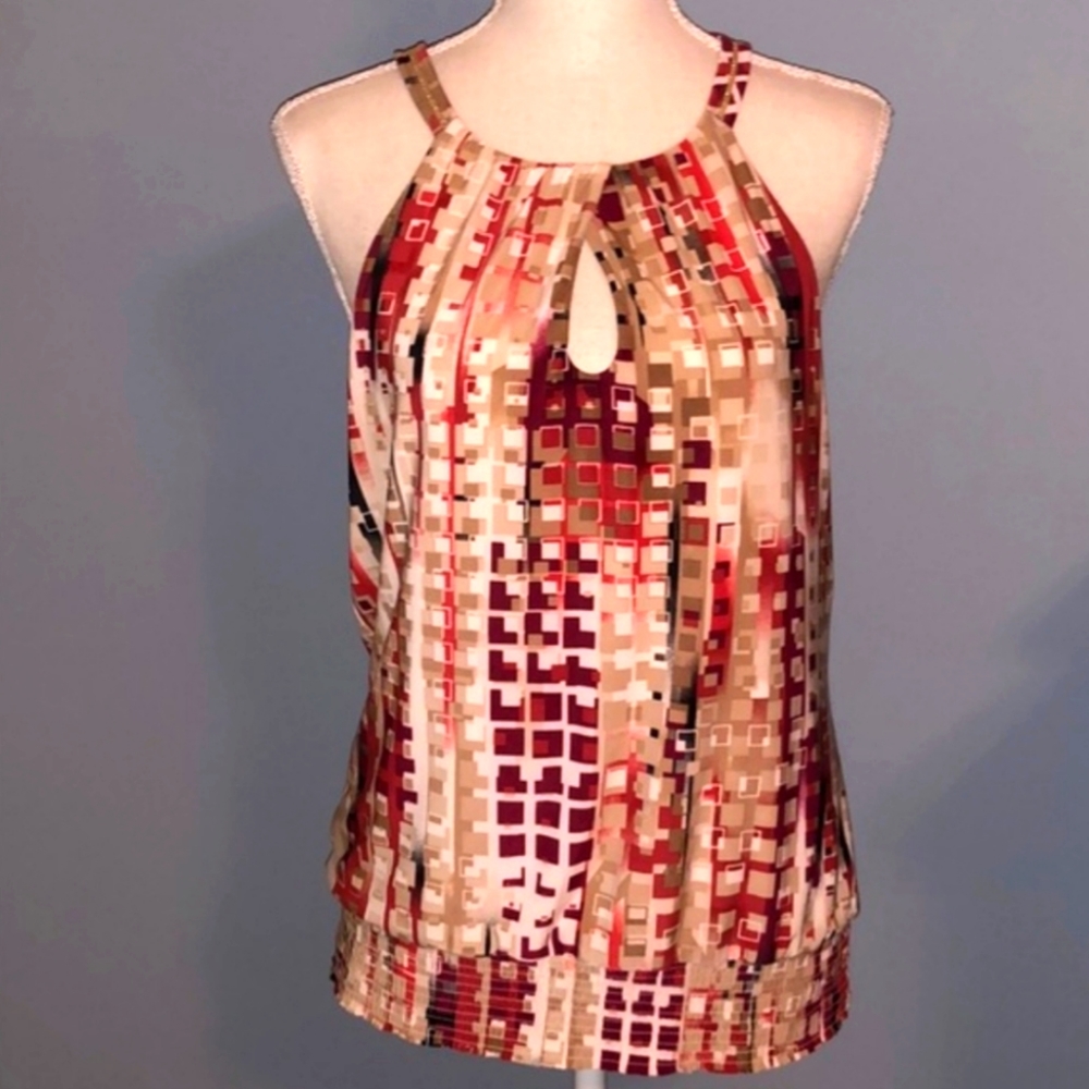 WHBM  multi color sikly tank with gold embellishments